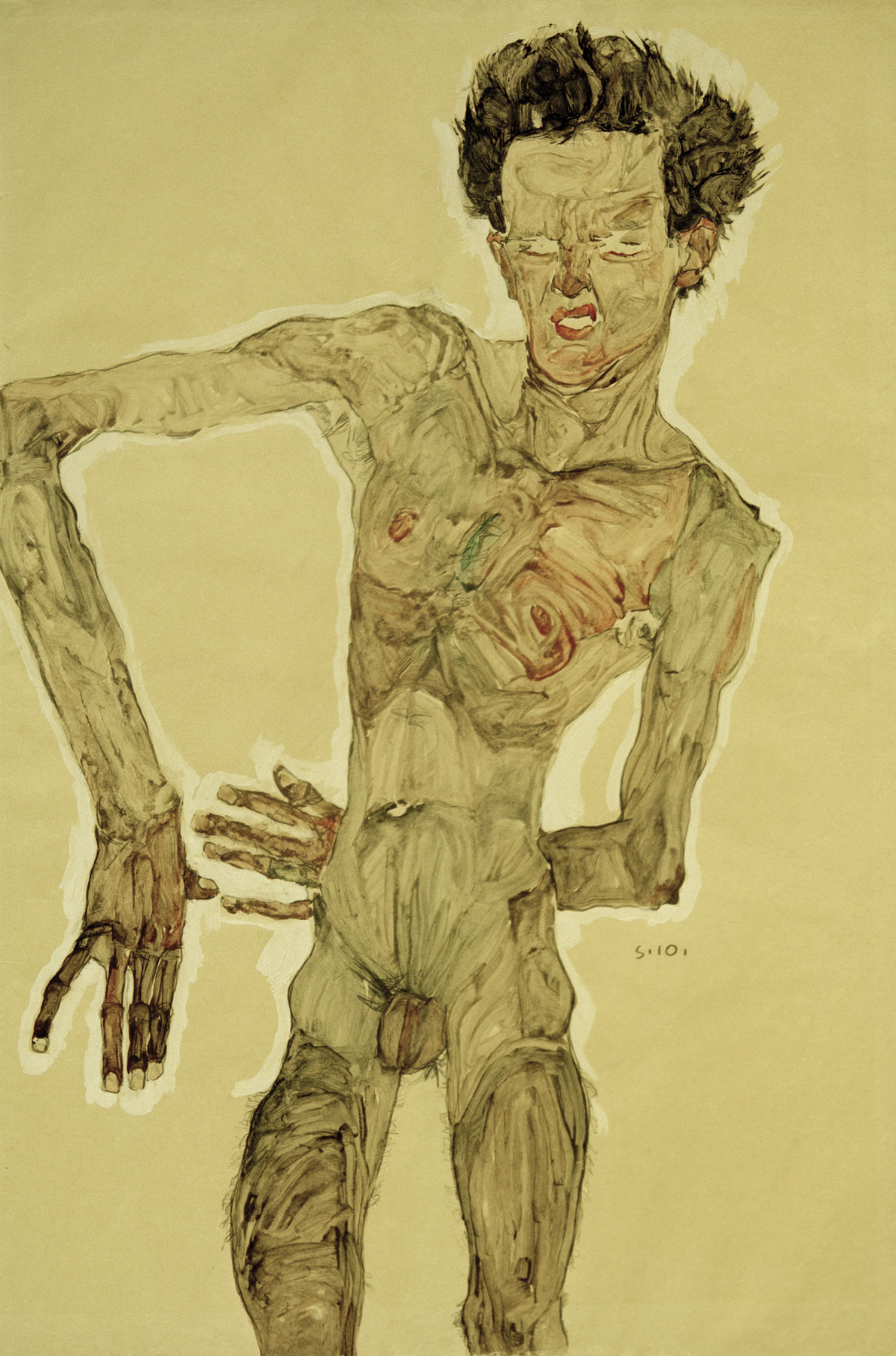 Egon Schiele, Nude self portrait 1910